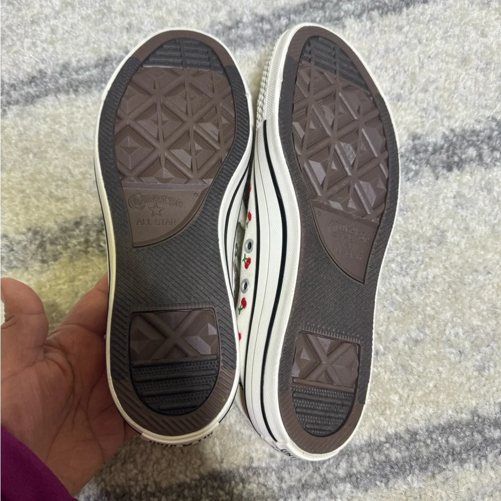 Converse White Canvas Low-Tops with Red Accents